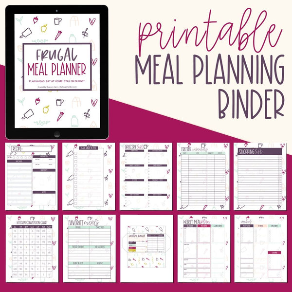 Frugal Meal Planner ONE YEAR MEAL PLAN Recipe Binder Meal Planning Pri –  Making Frugal FUN Shop